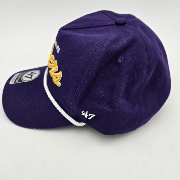 Los Angeles LAKERS NBA Basketball Overhand Script Snapback Baseball Cap Hat '47 - Picture 2 of 9